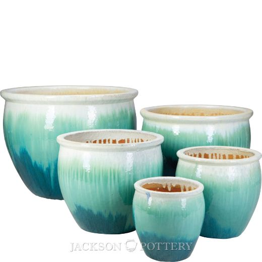 Picture of Fishbowl Set of 5 A,B,C,D,E - Marble White on Caribbean Blue