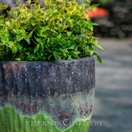 Picture of Rain Pot Set of 2 A,B - Volcanic Rust over Avocado