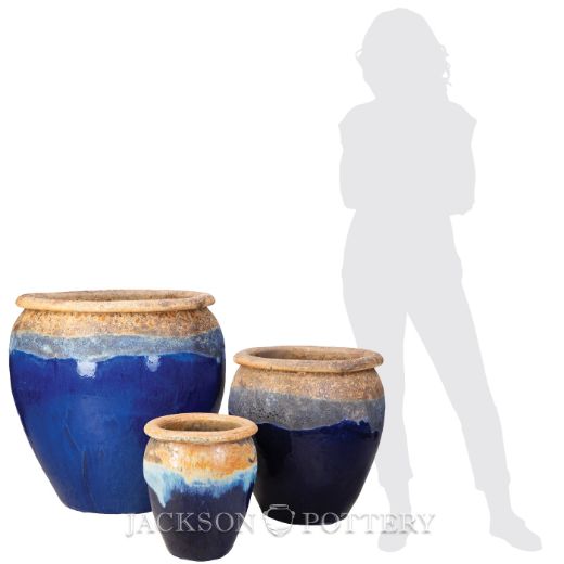 Picture of Maricopa Water Jar Set of 3 A,B,C - Ancient Earth over Blue