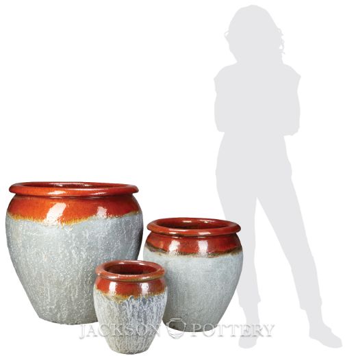 Picture of Maricopa Water Jar Set of 3 A,B,C - Red over Greystone