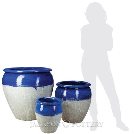 Picture of Maricopa Water Jar Set of 3 A,B,C - Blue over Greystone