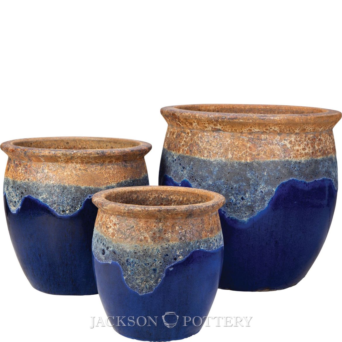 Picture of Claremont Planter Set of 3 A,B,C - Ancient Earth over Blue