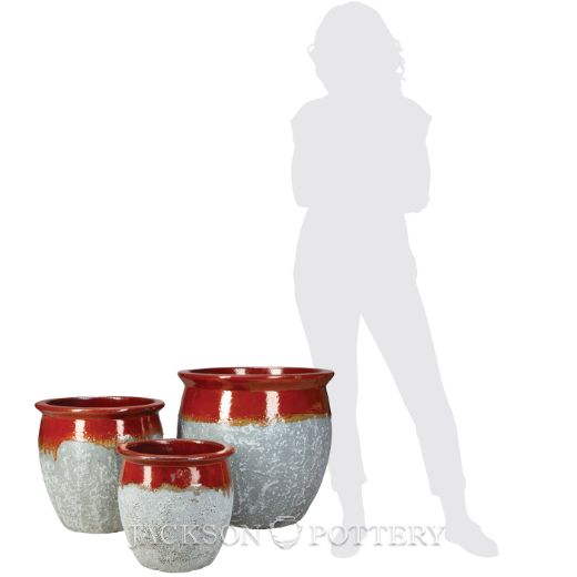 Picture of Claremont Planter Set of 3 A,B,C - Red over Greystone