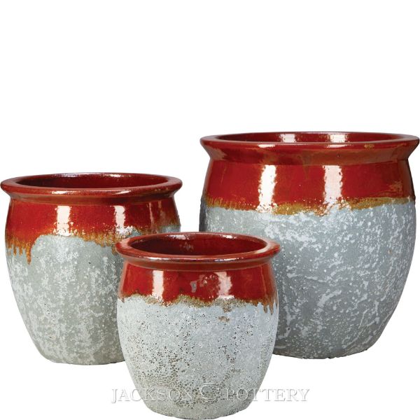 Picture of Claremont Planter Set of 3 A,B,C - Red over Greystone