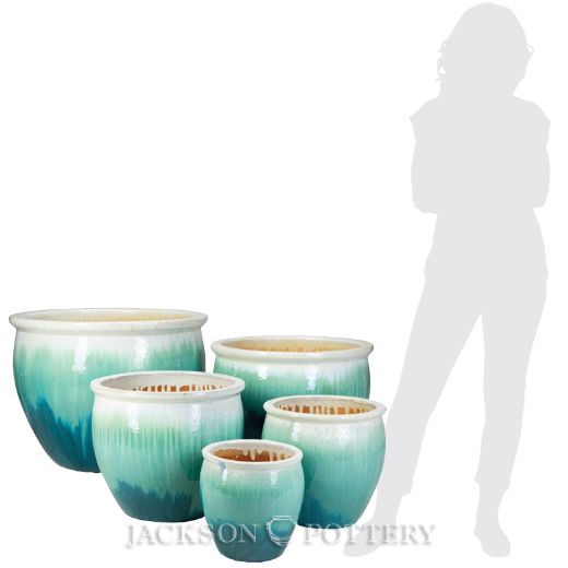 Picture of Fishbowl Set of 5 A,B,C,D,E - Marble White on Caribbean Blue