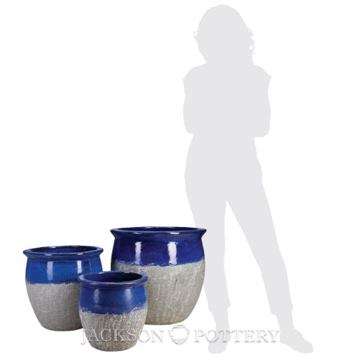 Picture of Claremont Planter Set of 3 A,B,C - Blue over Greystone