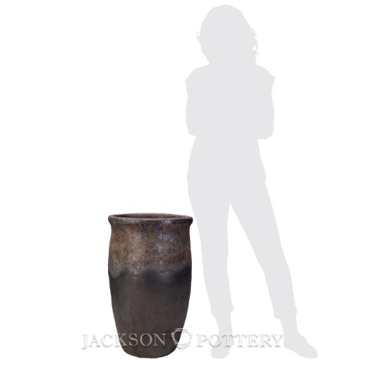 Picture of 15 in. Tall Tarsus Jar Planter - Volcanic Black over Charcoal