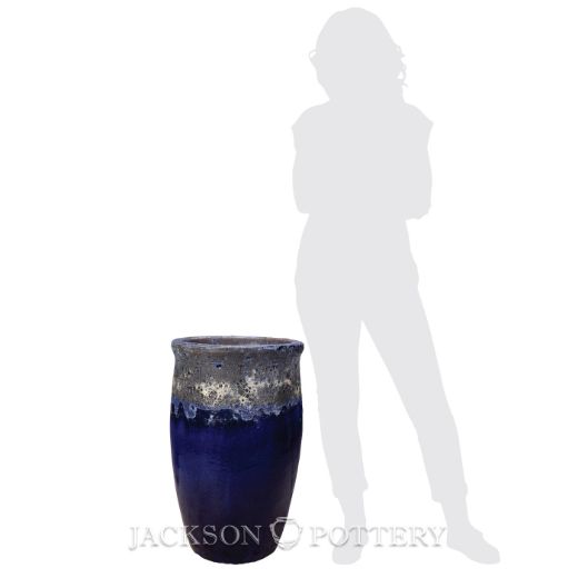 Picture of 15 in. Tall Tarsus Jar Planter - Blue Lava over Falling Blue