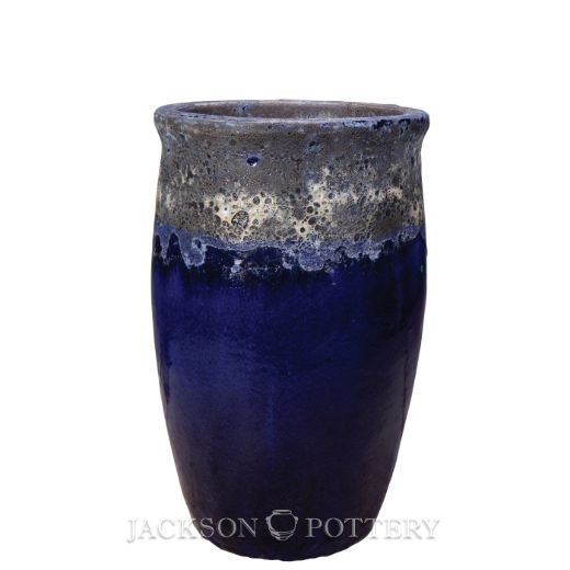 Picture of 15 in. Tall Tarsus Jar Planter - Blue Lava over Falling Blue