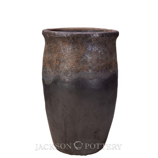 Picture of 15 in. Tall Tarsus Jar Planter - Volcanic Black over Charcoal