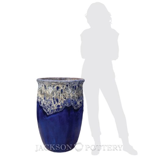 Picture of 20 in. Tall Tarsus Jar Planter - Blue Lava over Falling Blue