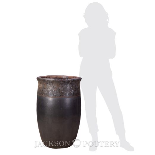 Picture of 20 in. Tall Tarsus Jar Planter - Volcanic Black over Charcoal