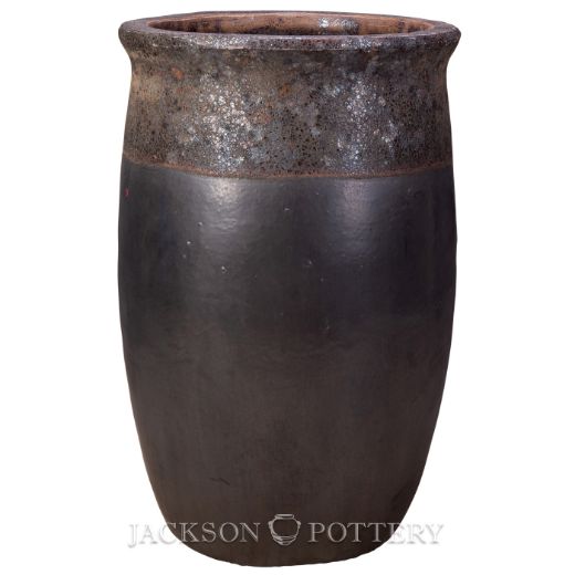 Picture of 20 in. Tall Tarsus Jar Planter - Volcanic Black over Charcoal