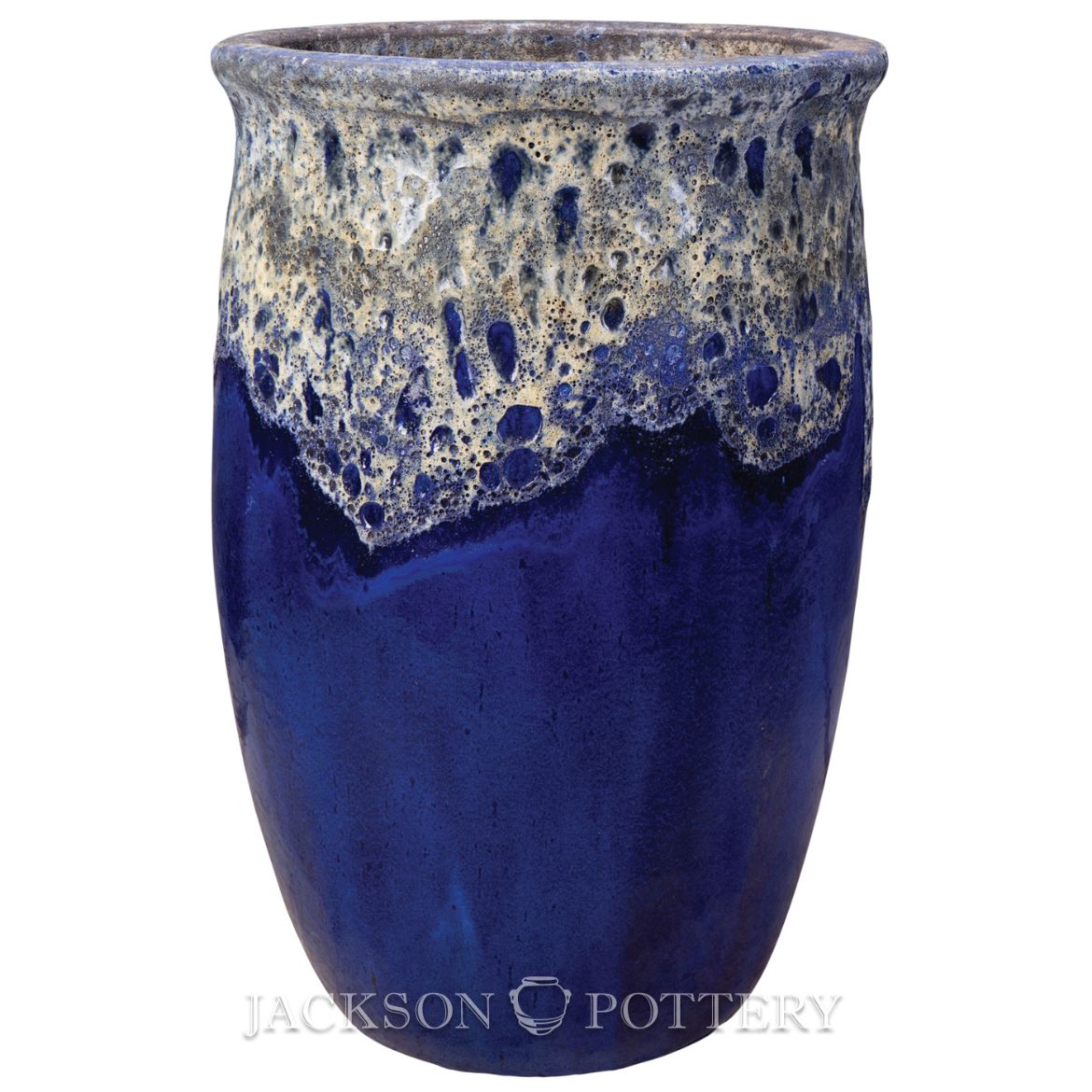 Picture of 20 in. Tall Tarsus Jar Planter - Blue Lava over Falling Blue