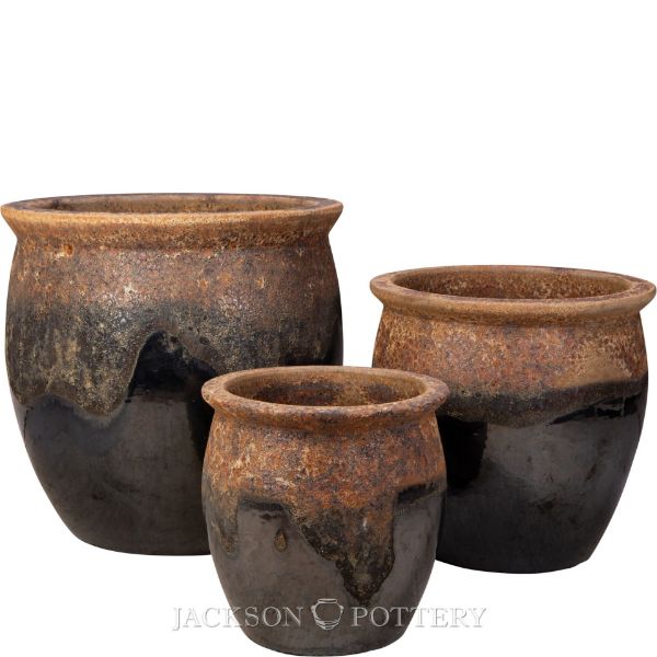 Picture of Claremont Planter Set of 3 A,B,C - Ancient Earth over Black