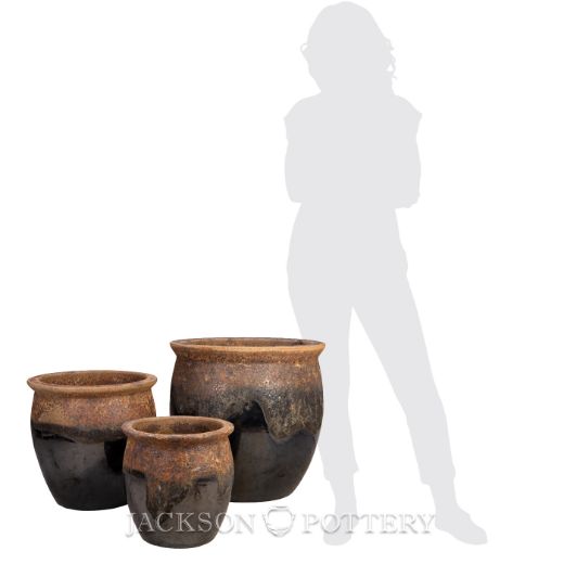 Picture of Claremont Planter Set of 3 A,B,C - Ancient Earth over Black