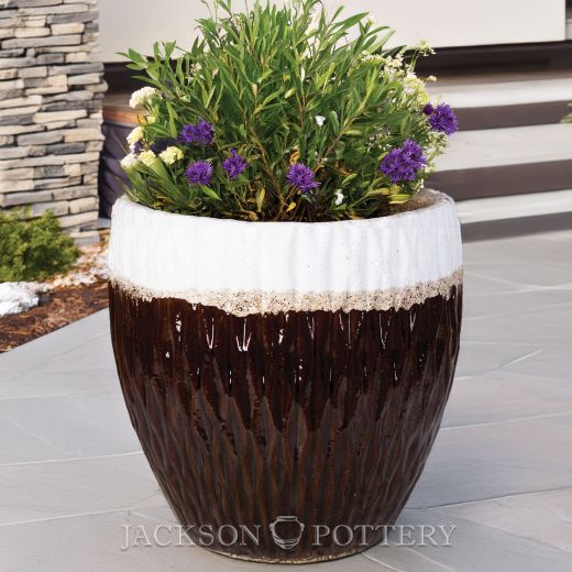 Picture of Rain Pot Set of 2 A,B - Atlantis White over Brown